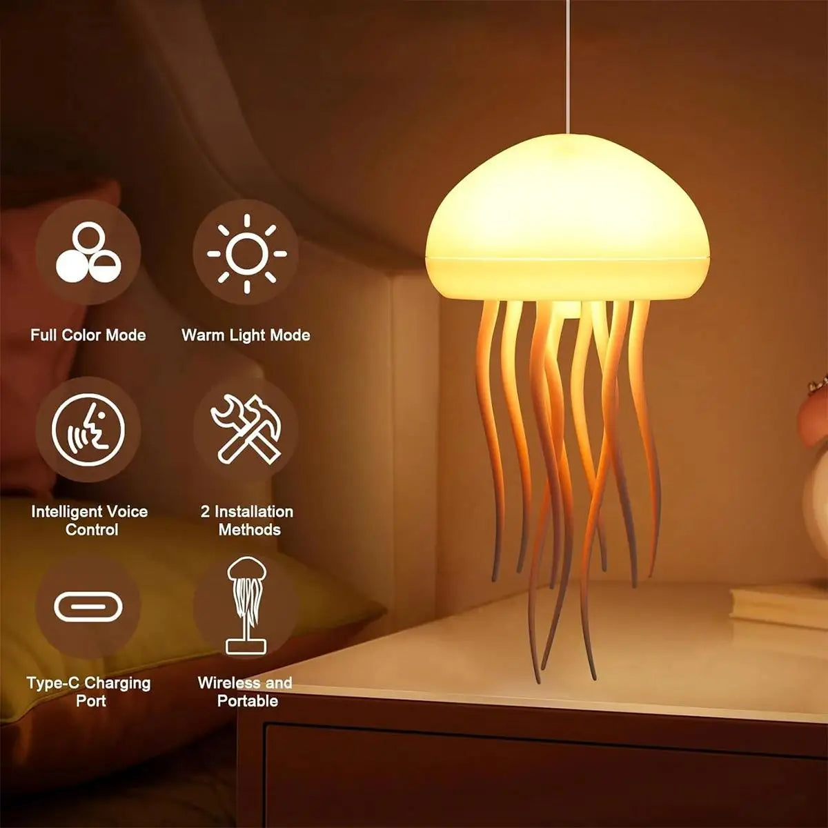 Rotating Voice Controlled Jellyfish Ambient Light
